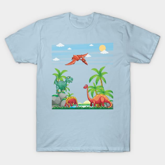 Happy Dinos T-Shirt by nerd-studios